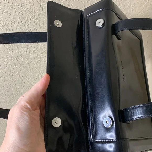 🎉HP🎉 Vintage Ralph Lauren Patent Black Handbag - Picture 11 of 13